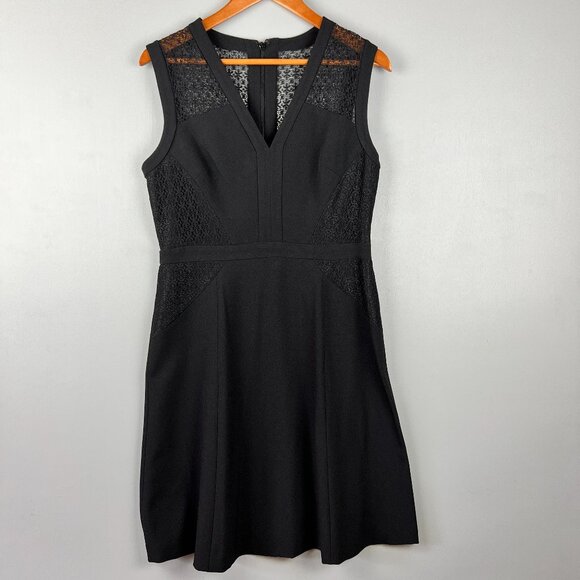 Anne Klein Black Lace Midi Dress Sleeveless V-Neck Size 10 NWT - Picture 1 of 7